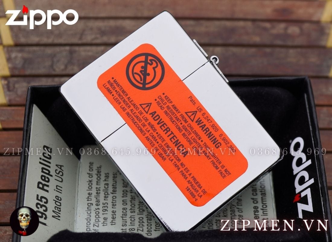 zippo replica 1935 chính hãng USA màu trắng nhám