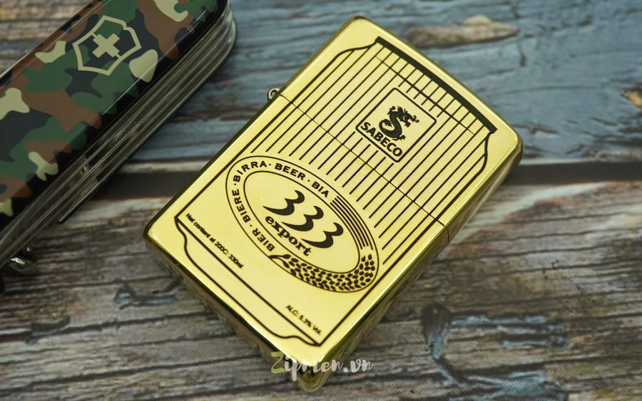 Mặt trước Zippo chủ đề lon bia 333
