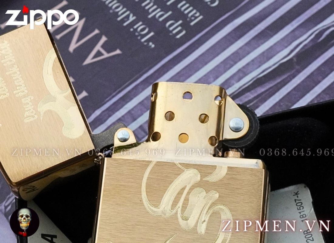 Bật lửa zippo USA khắc CNC chữ tâm câu thơ