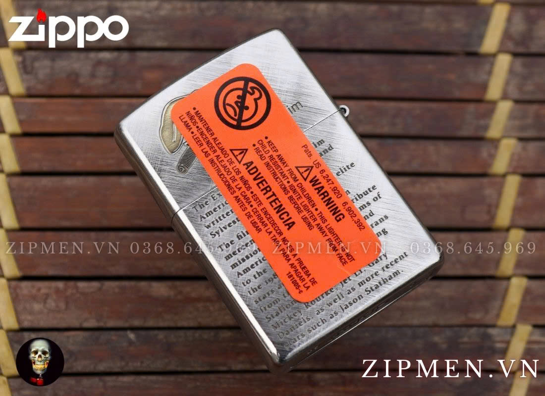 Zippo USA trắng caro chủ đề biệt đội lính đánh thuê