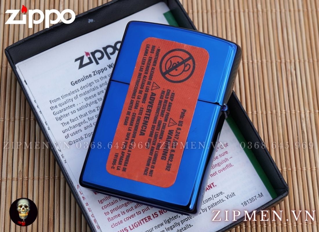 Zippo thuận buồm xuôi gió xanh saphire