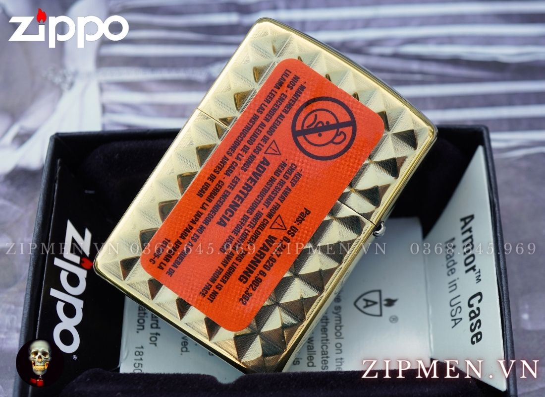 Zippo armor vân kim cương