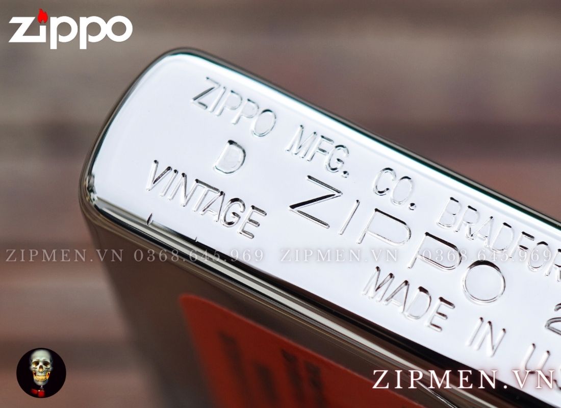 zippo vintage logo 555 trắng bóng góc