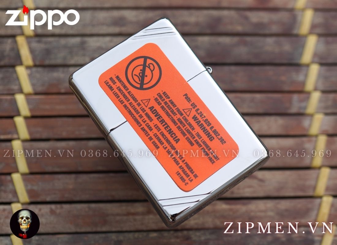 zippo vintage logo 555 trắng bóng góc