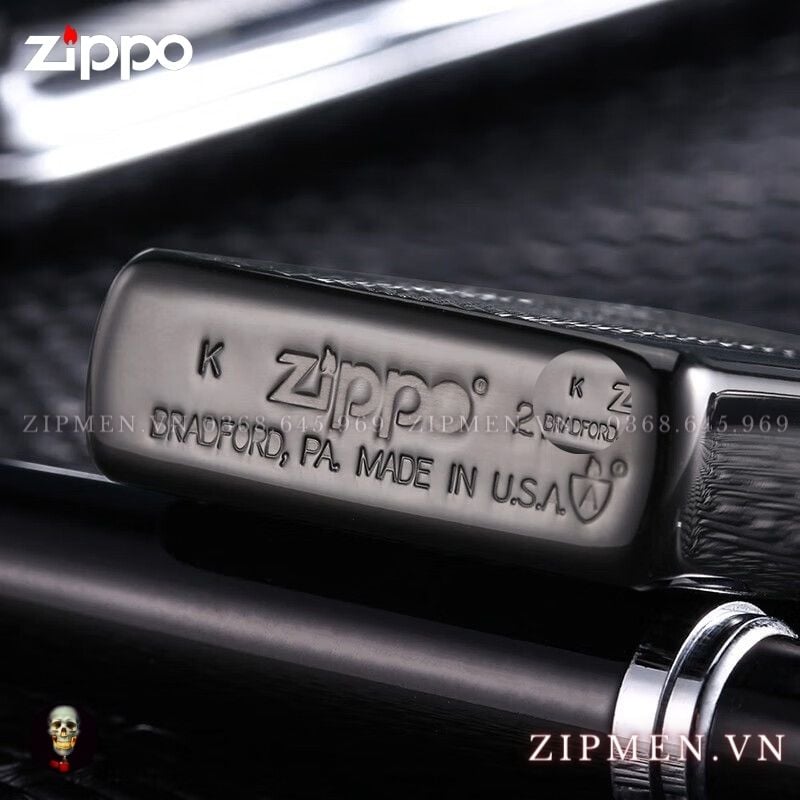 Bật lửa Zippo armor Ebony đen bóng xuất Nhật Bản limited