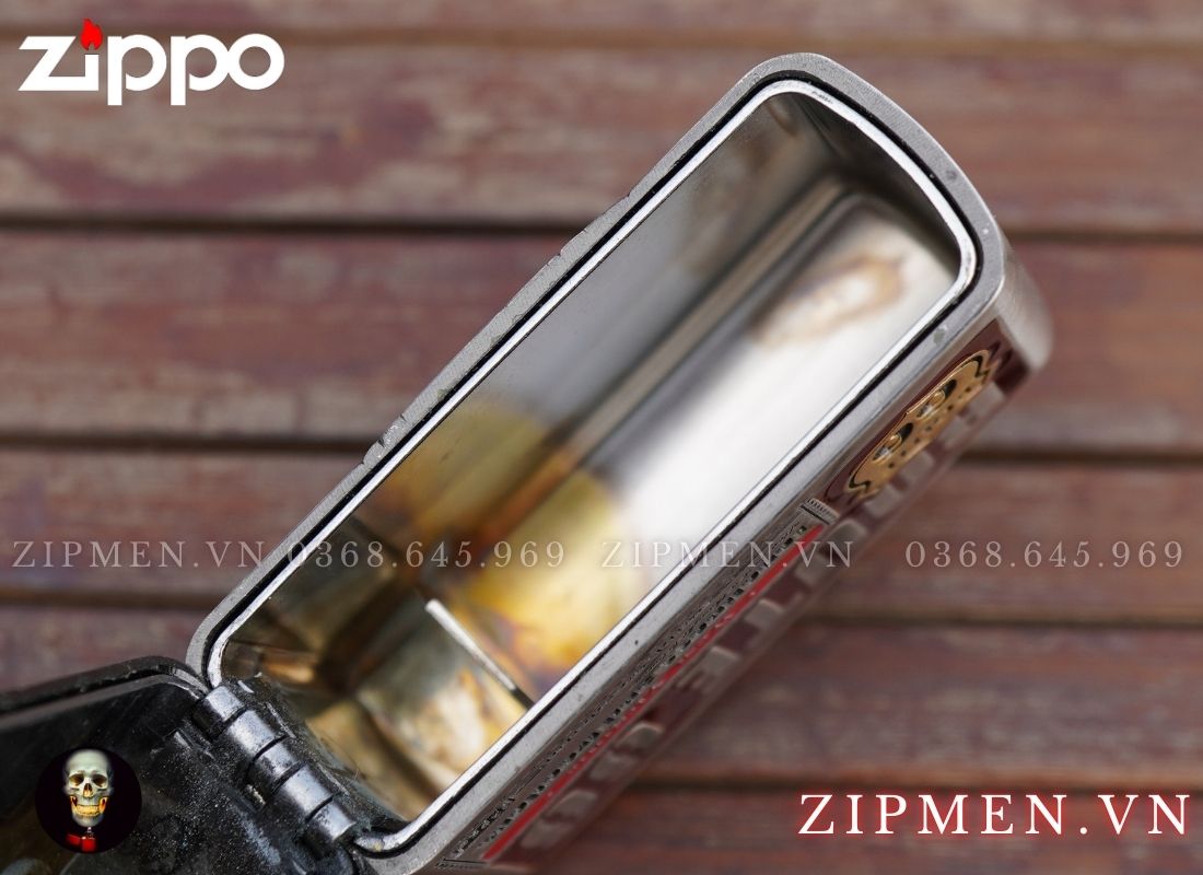 Zippo xuất Nhật Bản bọc thép trắng chủ đề chim đại bàng