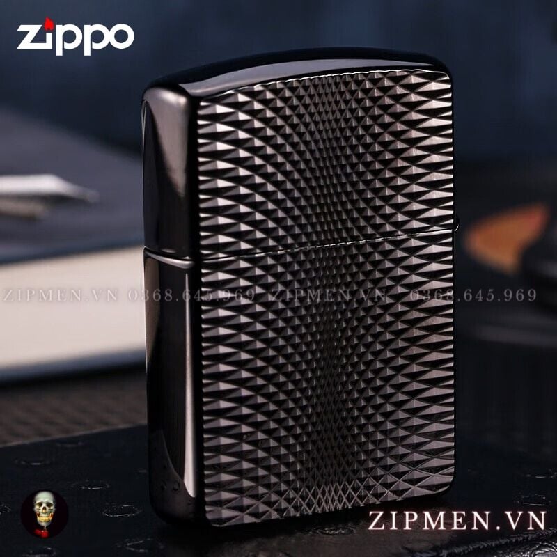 Bật lửa Zippo armor Ebony đen bóng xuất Nhật Bản limited