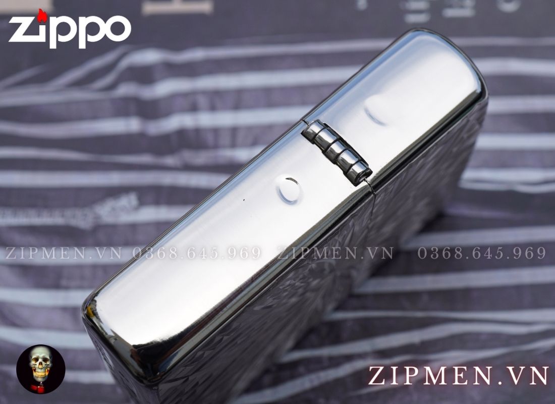 Zippo Armor mạ bạc vân kim cương
