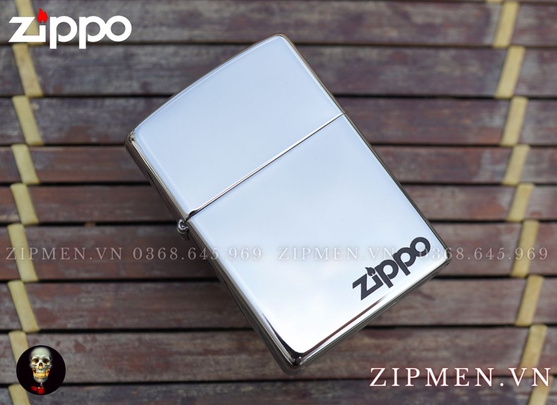 zippo chính hãng usa chrome khắc logo