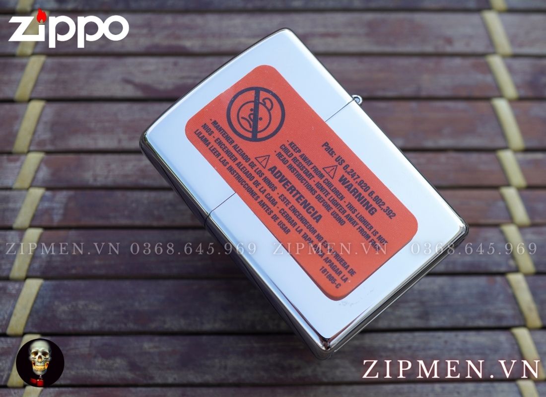 zippo chính hãng usa chrome khắc logo