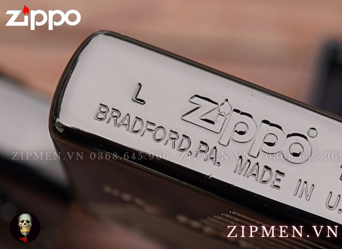 Bật lửa Zippo USA xuất Nhật màu đen hình khối động cơ Harley Davidson