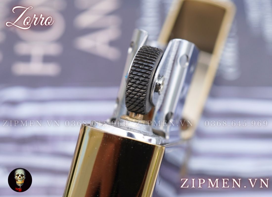 bật lửa zorro hai mộc đáy khảm than