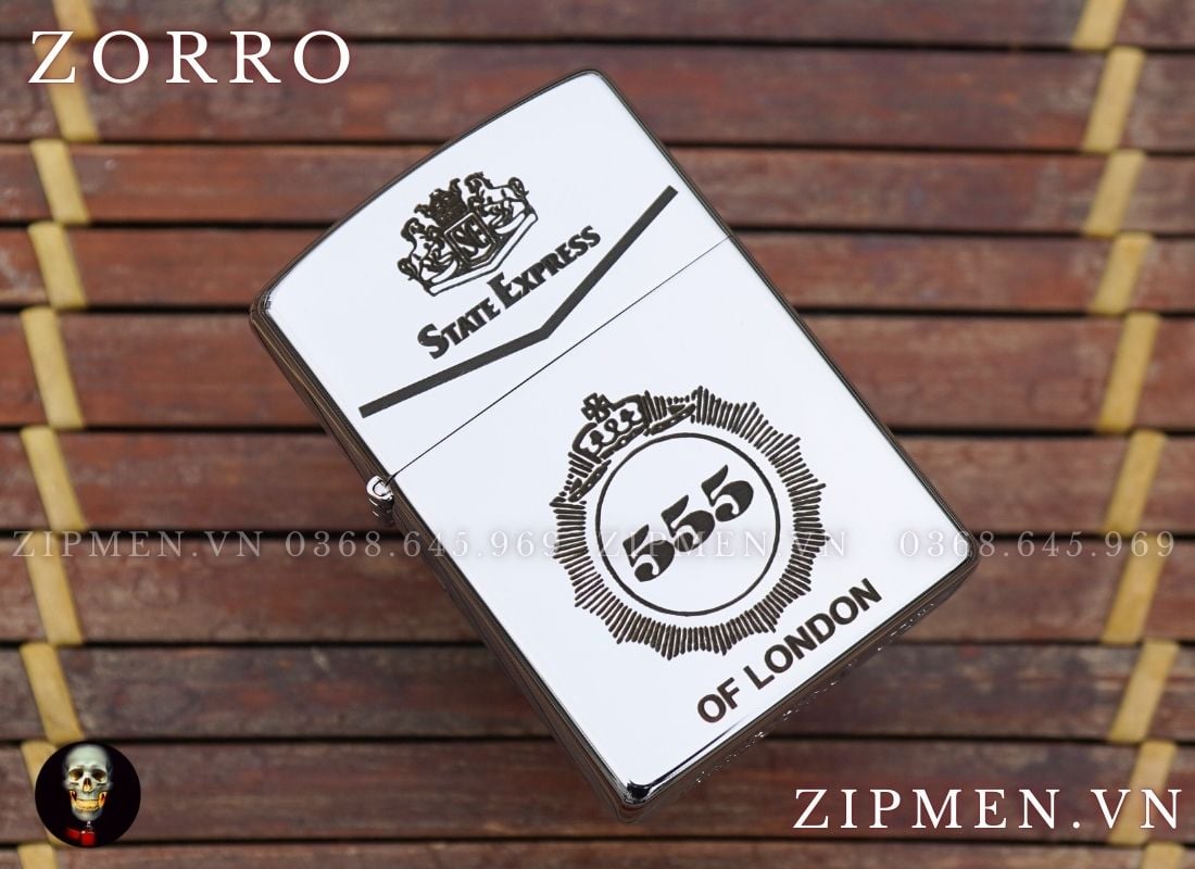 Bật lửa zorro 555 trắng bóng giá rẻ