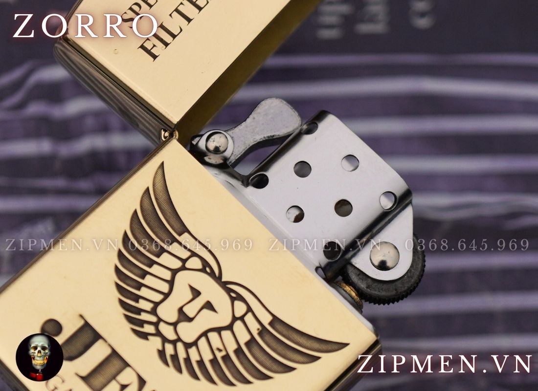 Bật lửa zorro logo bao thuốc jet vàng