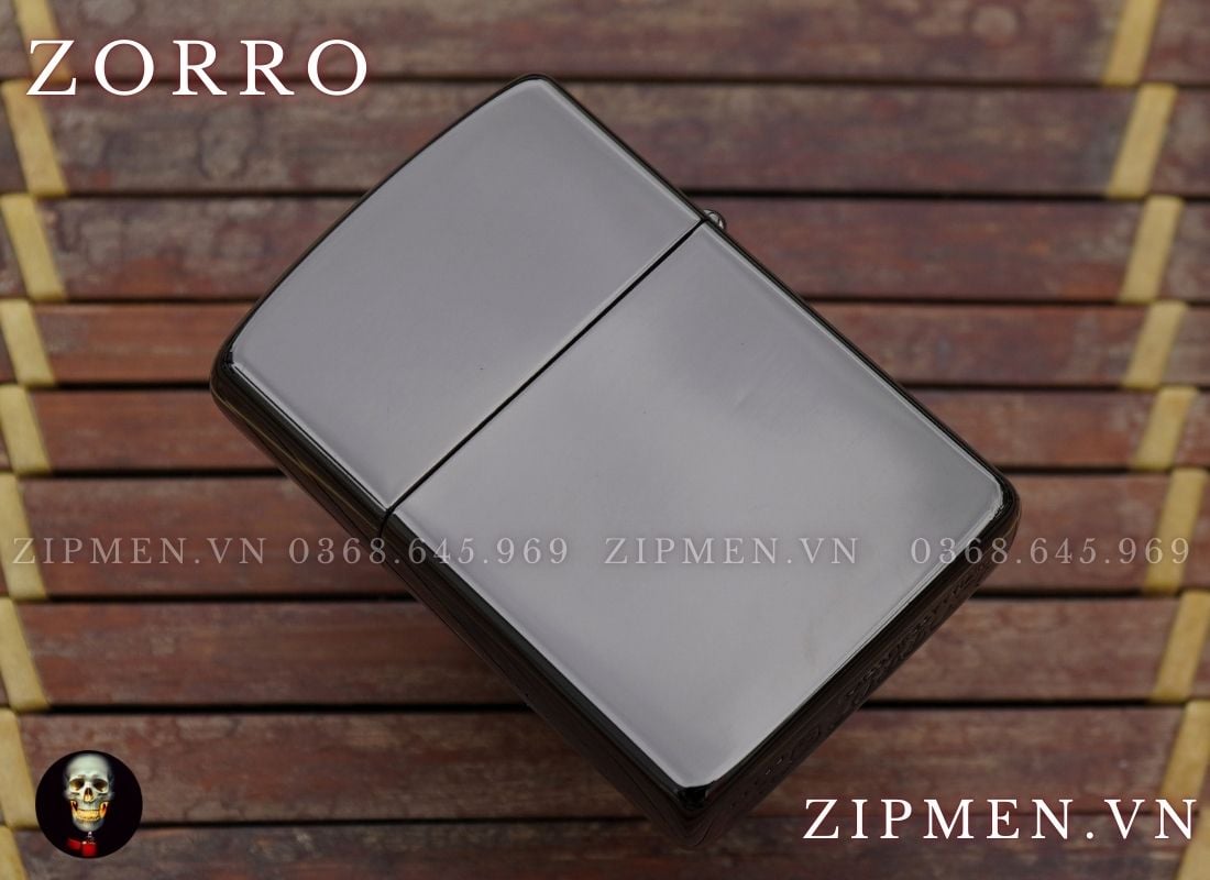 Hộp quẹt zorro ebony đen bóng supper brass titanium black
