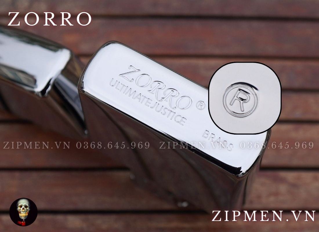 Bật lửa zorro brass đồng khối mạ chrome trắng bóng siêu bền giá rẻ