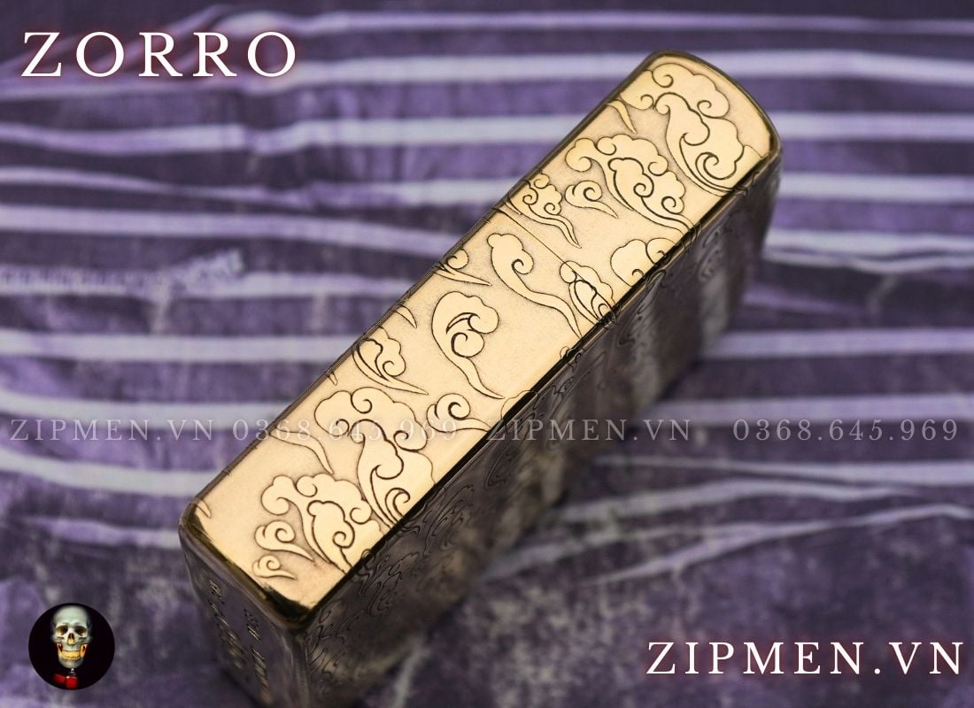 Bật lửa zorro chính hãng hình rồng vàng cuộn ngọc
