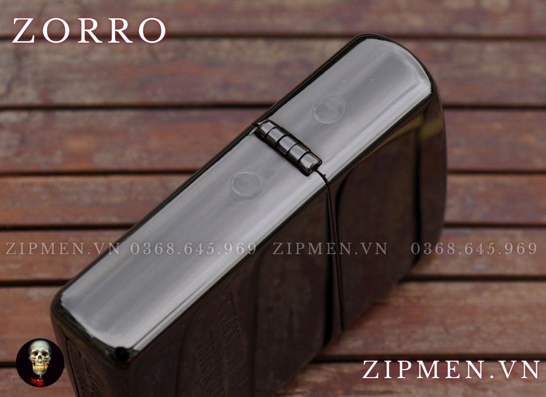 Hộp quẹt zorro ebony đen bóng supper brass titanium black