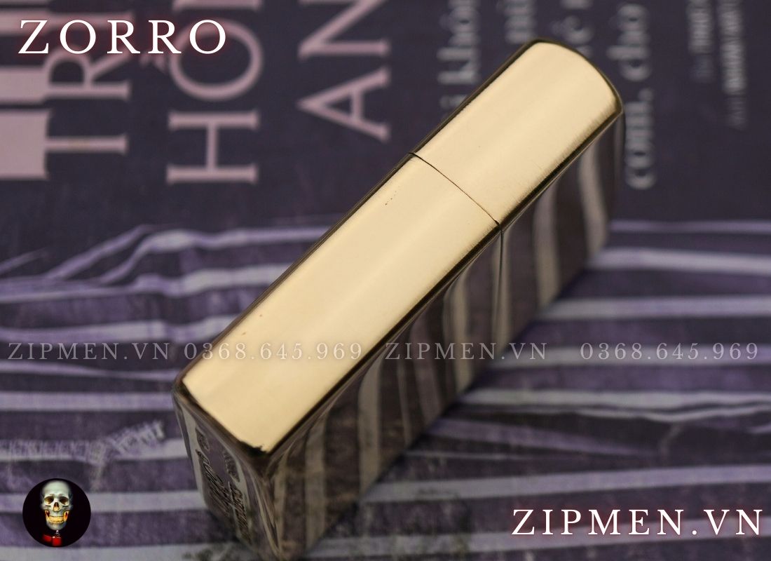 Bật lửa zorro chính hãng đồng thau nguyên khối logo 555