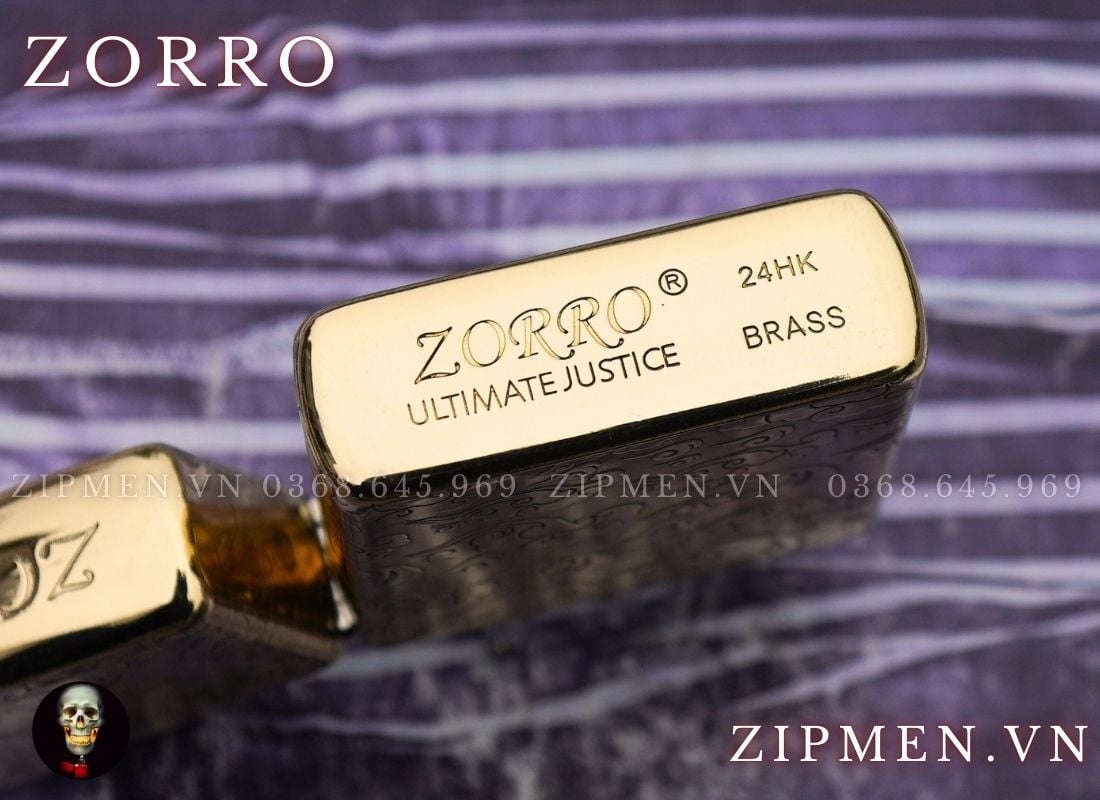Bật lửa zorro chính hãng hình rồng vàng cuộn ngọc