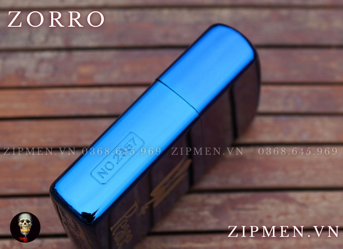 Bật lửa zorro supper brass mạ titanium xanh peace chủ đề hoà bình