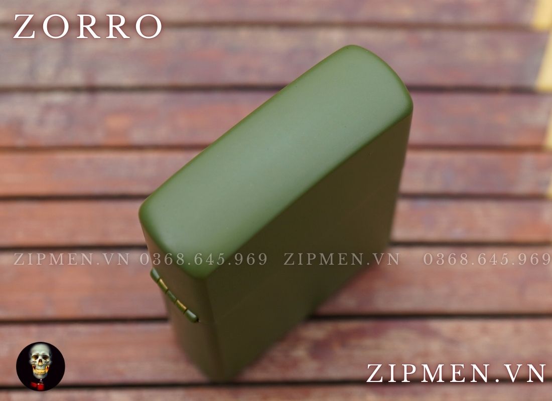 Bật lửa zorro chính hãng đồng thau sơn tĩnh điện màu xanh bộ đội siêu bền