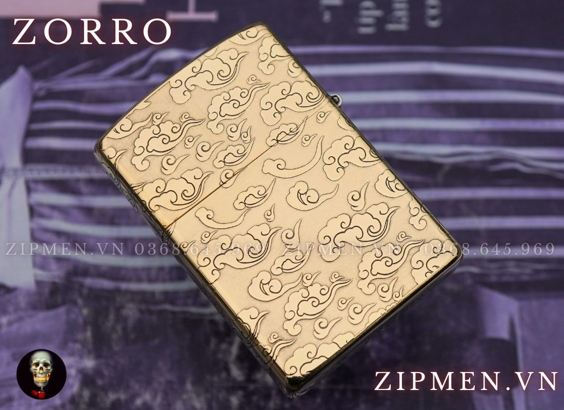 Bật lửa zorro chính hãng hình rồng vàng cuộn ngọc