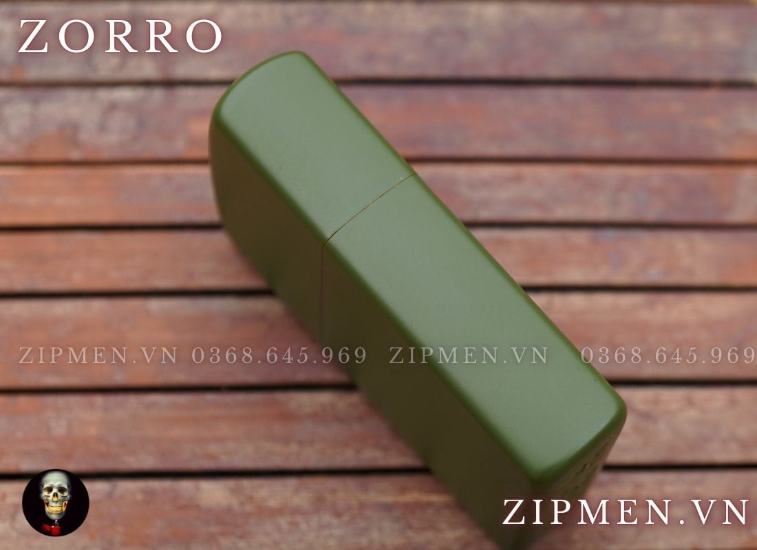 Bật lửa zorro chính hãng đồng thau sơn tĩnh điện màu xanh bộ đội siêu bền