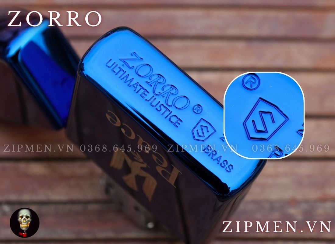 Bật lửa zorro supper brass mạ titanium xanh peace chủ đề hoà bình
