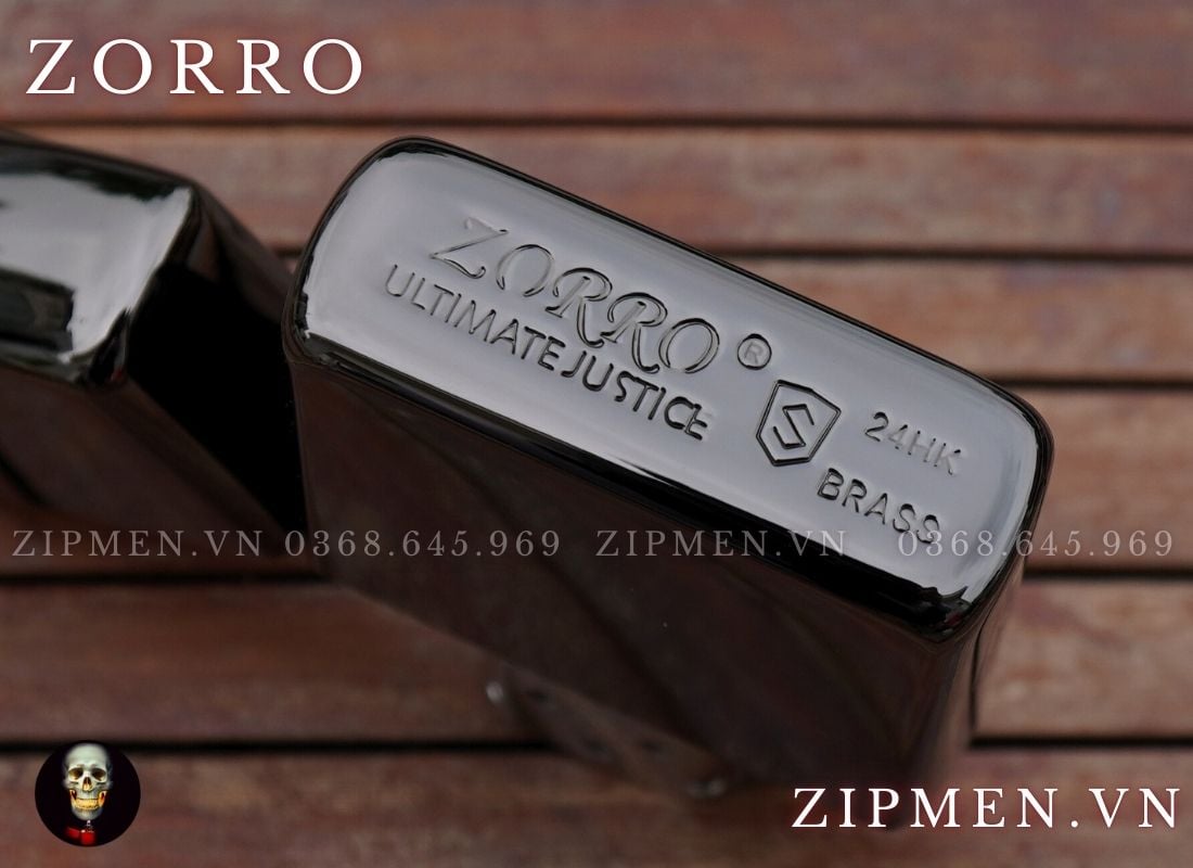 Hộp quẹt zorro ebony đen bóng supper brass titanium black