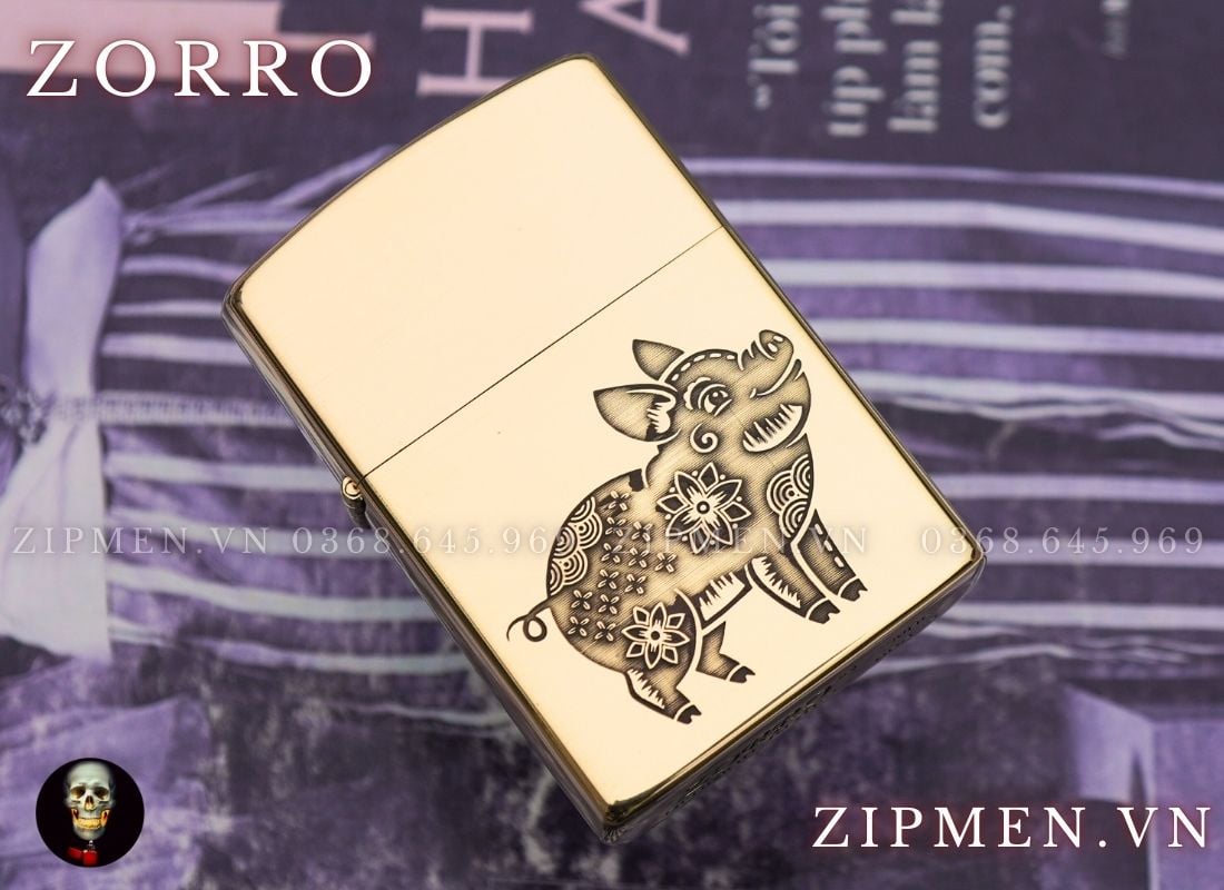 Bật lửa zorrro 12 con giáp tuổi Hợi