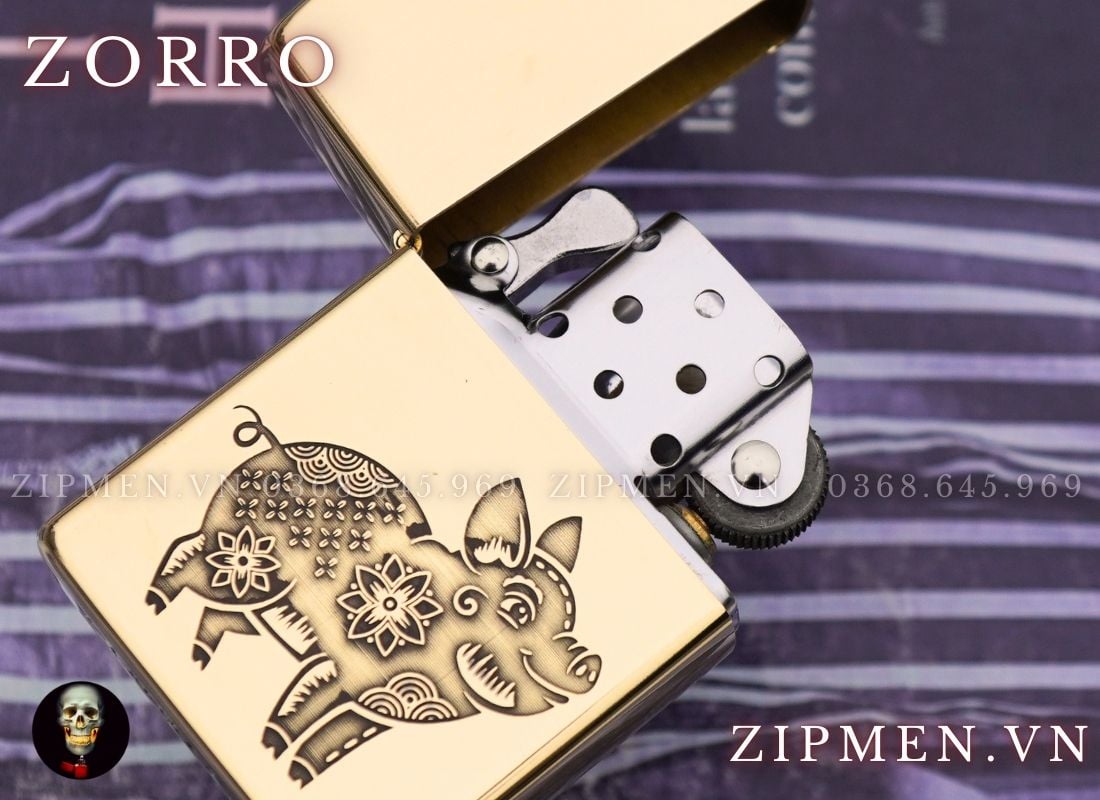 Bật lửa zorrro 12 con giáp tuổi Hợi