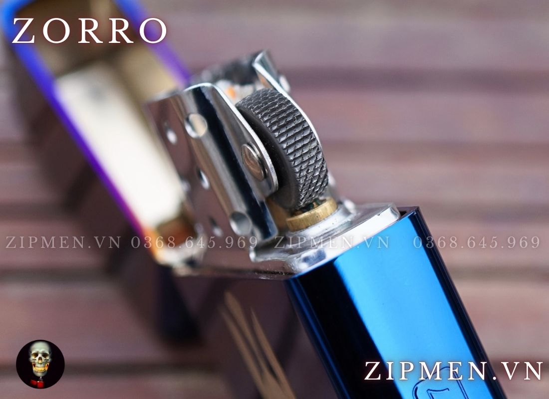 Bật lửa zorro supper brass mạ titanium xanh peace chủ đề hoà bình