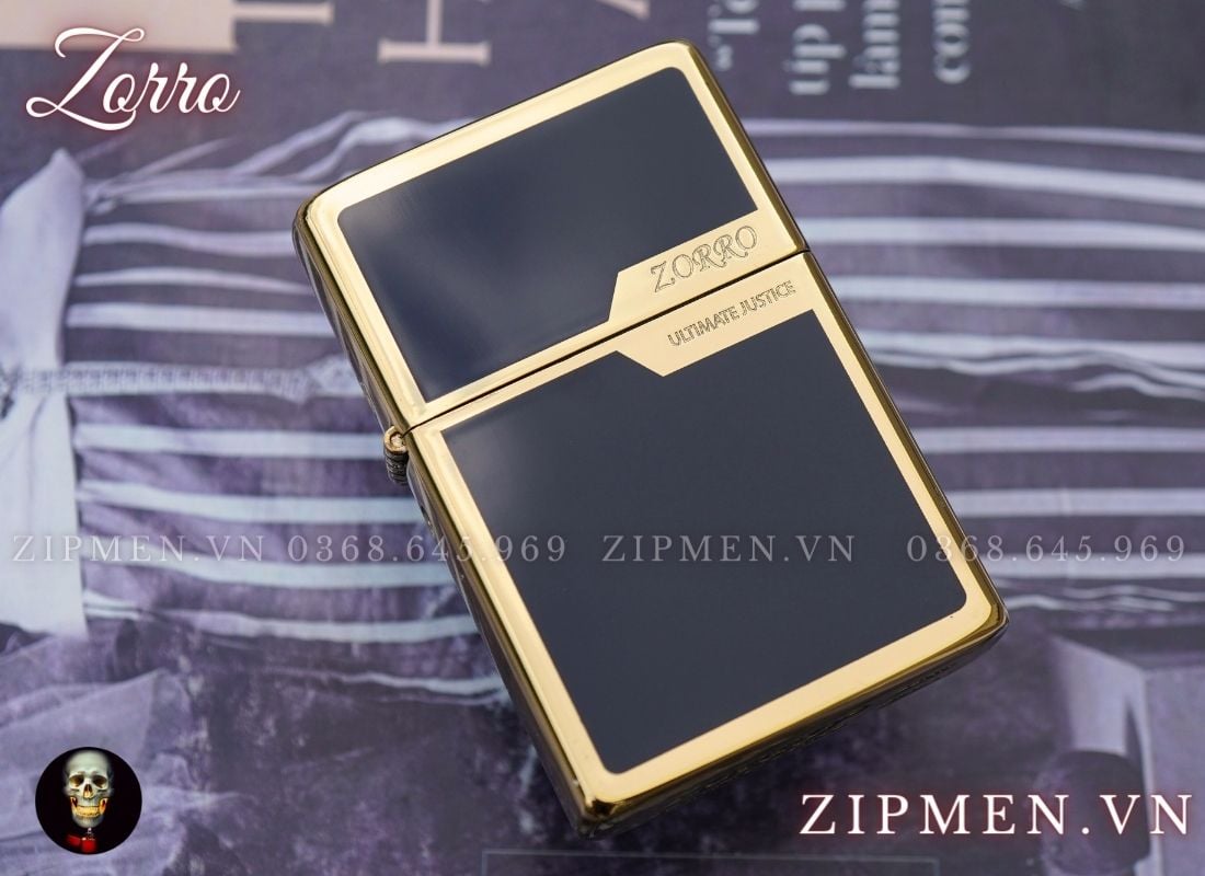 bật lửa zorro hai mộc đáy khảm than