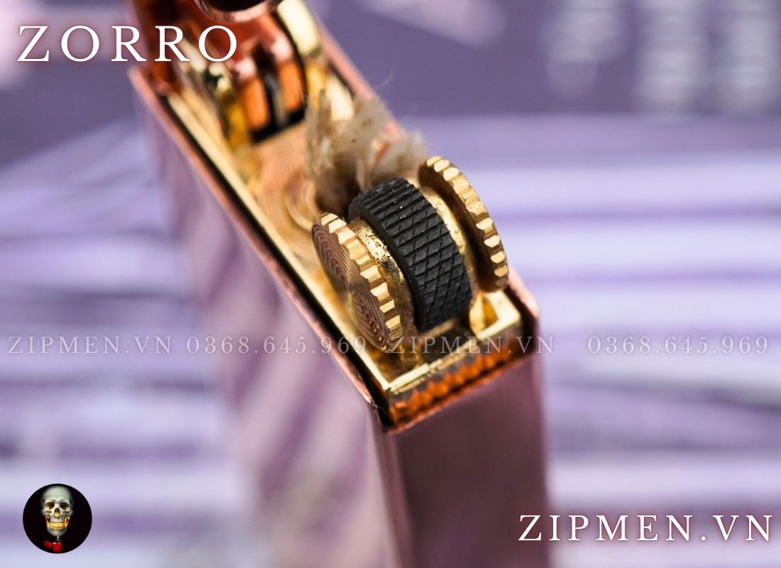Bật lửa zorro độc lạ đồng đỏ nguyên chất