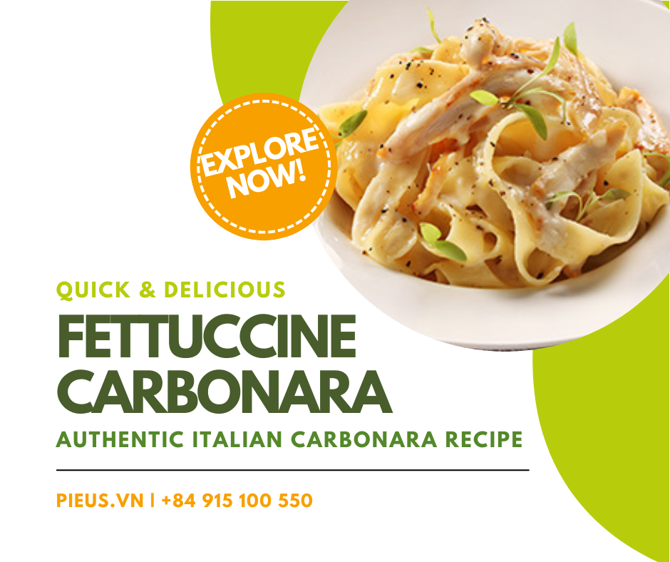 Mỳ Ý sợi dẹt sốt kem | Fettuccine Carbonara – Pieus House