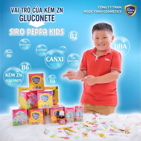 VAI TRÒ CỦA KẼM ZN GLUCONATE TRONG SIRO PEPPA KIDS LÀ GÌ ?