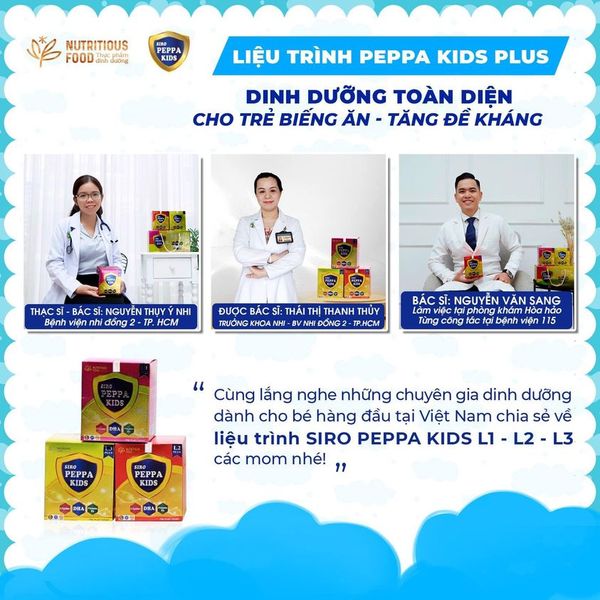 Siro Ăn Ngon Tăng Đề Kháng Peppa Kids Plus được các Bác Sĩ khuyên dùng.