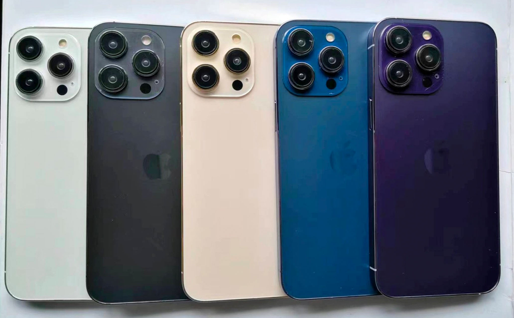 Đây là các mẫu dummy mới của iPhone 14 Pro Max, có màu tím than, không có màu xanh bộ đội