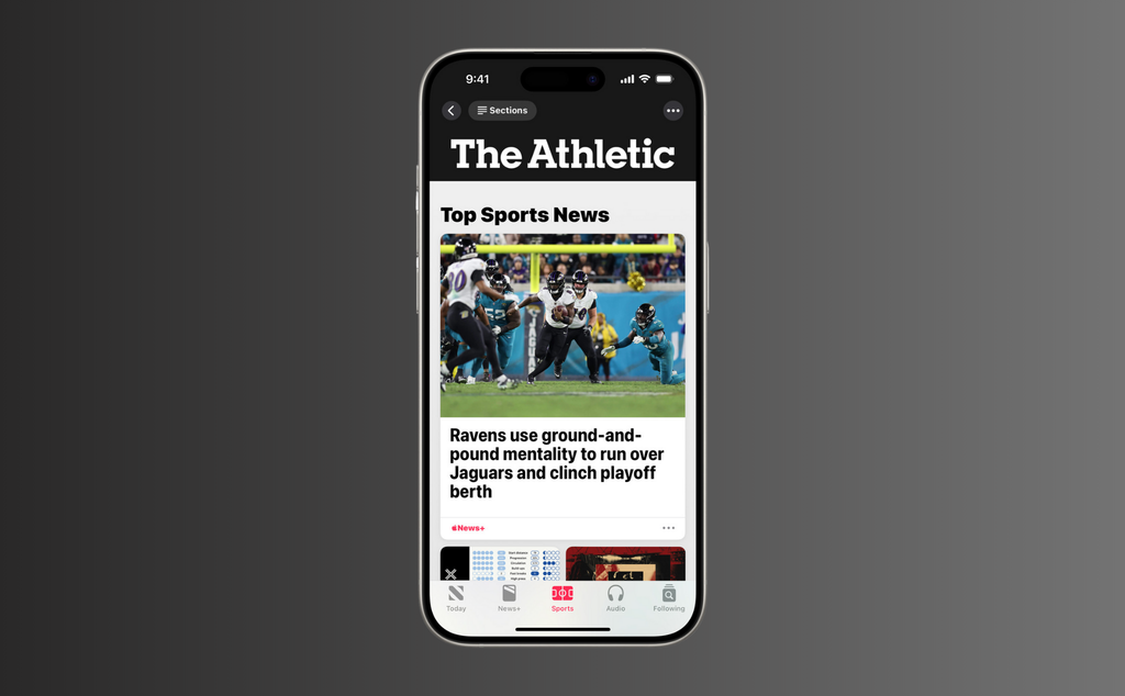 The Athletic đã có mặt trên Apple News+