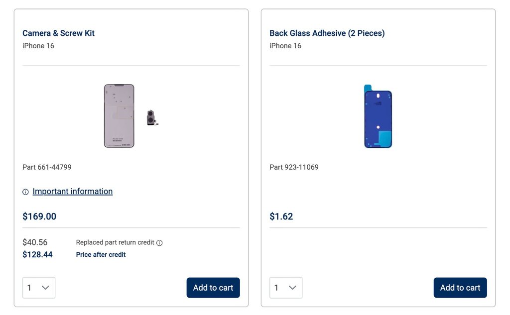Apple bán linh kiện sửa chữa cho iPhone 16