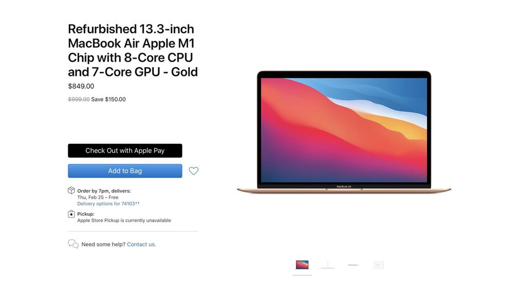 Apple bắt đầu bán những chiếc MacBook Airs M1 tân trang đầu tiên, tiết kiệm tới 250 đô la