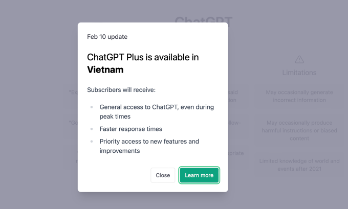 ChatGPT Plus có mặt tại Việt Nam