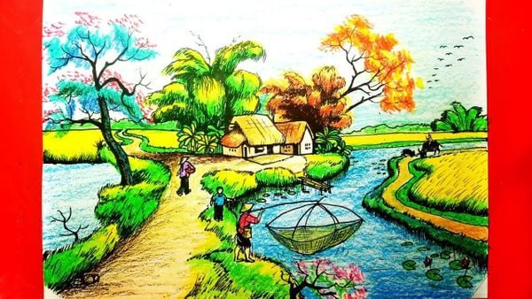 Cách vẽ tranh phong cảnh quê hương của học sinh cấp 2 – Pinky Shop
