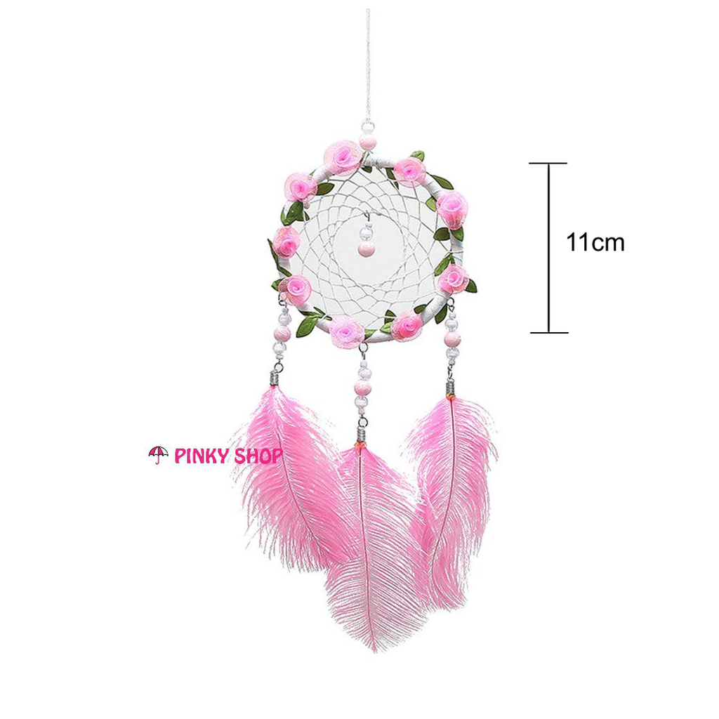 Dreamcatcher treo tường, Dreamcatcher handmade, dream catcher handmade màu hồng decor phòng thiết kế hoa xinh xắn đáng yêu Pinky Shop mã DRD45 [Đảm bảo hàng y hình 100%]