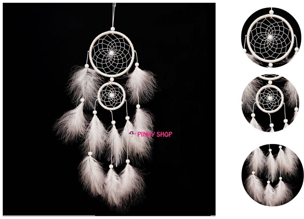 [Tặng kèm đinh, mới cứng 100%] Dreamcatcher treo tường, Dreamcatcher handmade, dream catcher handmade đẹp decor trang trí nhà Pinky Shop màu trắng xinh xắn mã DRD25 [Hàng y hình]