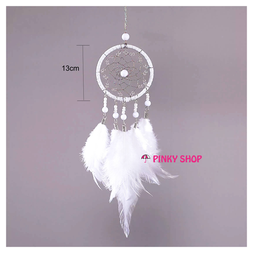 Dreamcatcher treo tường, Dreamcatcher handmade, dream catcher handmade màu trắng decor trang trí phòng sang trọng Pinky Shop mã DRD30 [Tặng kèm đinh 3 chân và thiệp handmade]