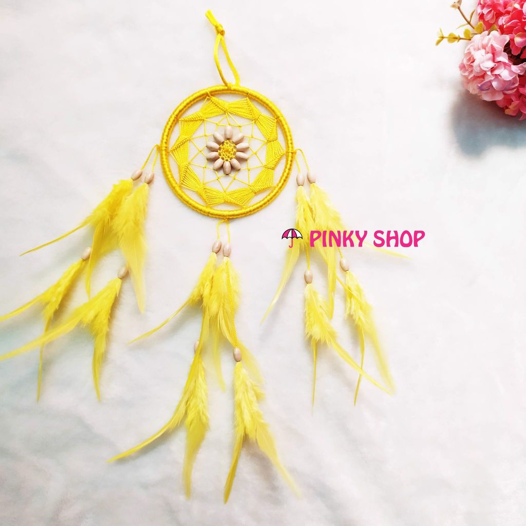 Dreamcatcher handmade màu vàng hình bông hoa 1 - Mã DRVR1