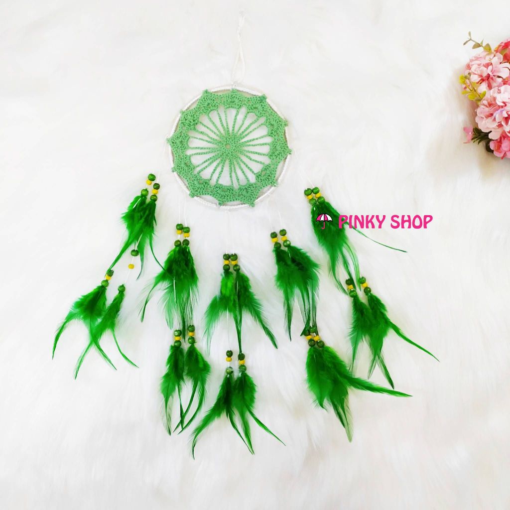 Dreamcatcher Macrame handmade màu trắng xanh lá - Mã DRMTL1