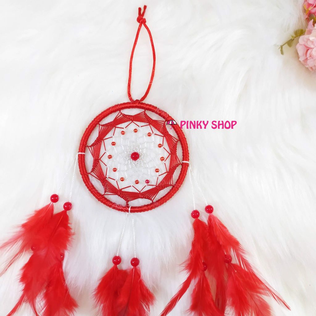 Dreamcatcher handmade màu đỏ 11 kiểu đan lưới rẻ quạt - Mã DRĐR11